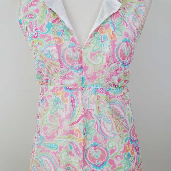 NY & Co Y2K Paisley Mesh Split Neck Top - Picture 5 of 13